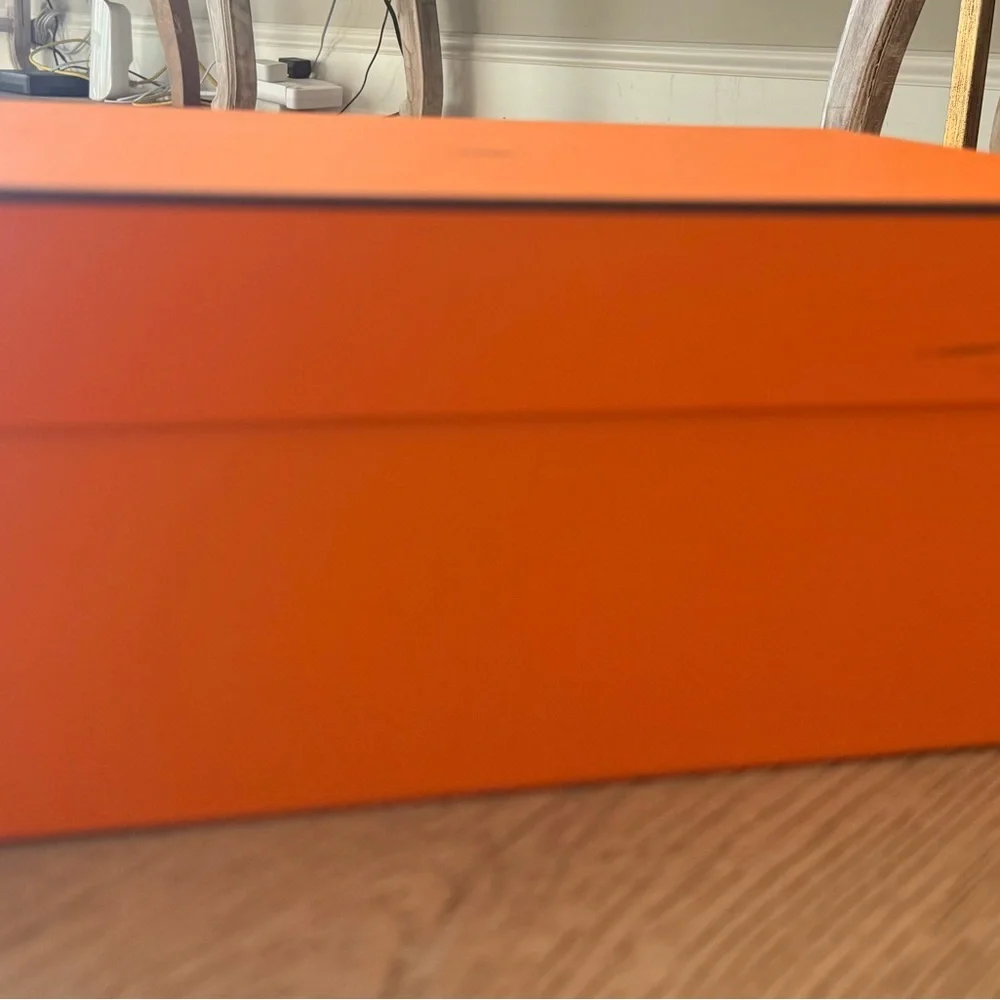 Hermes Orange Storage Box with Tissue Paper pillow & Ribbon size 12.2 x 9 x 4.7